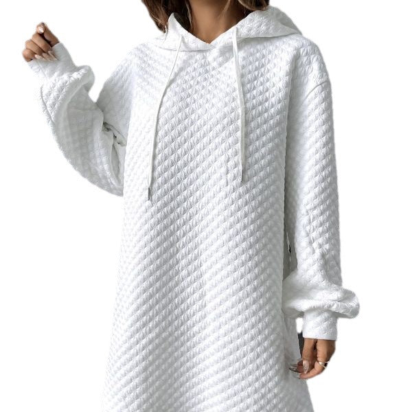Sudadera con capucha y ajuste tipo gofre-Waffle fitting Hoodie Drawstring Sweatshirt