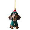 Adornos colgantes  de perro salchicha navideño para decoración-Christmas Sausage Dog Modeling Hanging Ornaments For Decoration