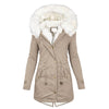 Abrigo de invierno cálido con capucha largo medio y forro polar-Mid-length hooded winter warm plus fleece coat