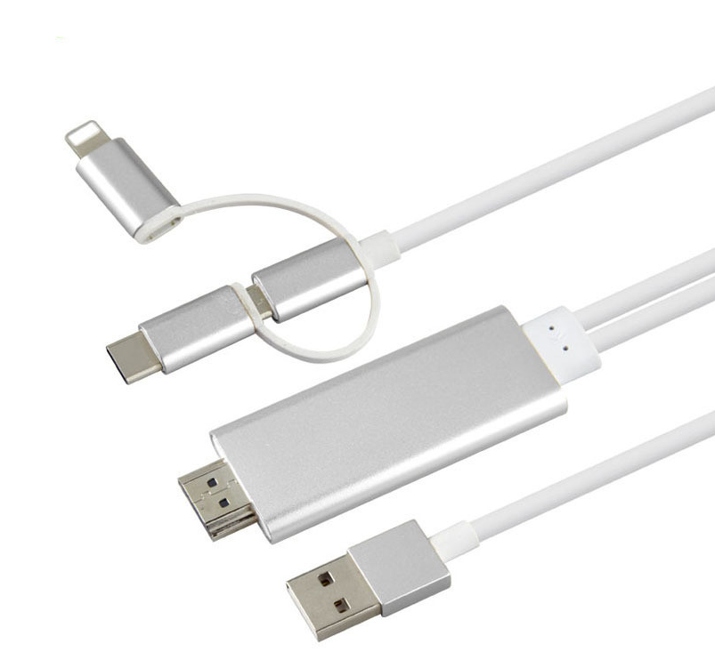Cable de proyección para teléfono móvil tipo C a HDMI tres en uno-Type-C To HDMI Three In One Mobile Phone Projection Cable