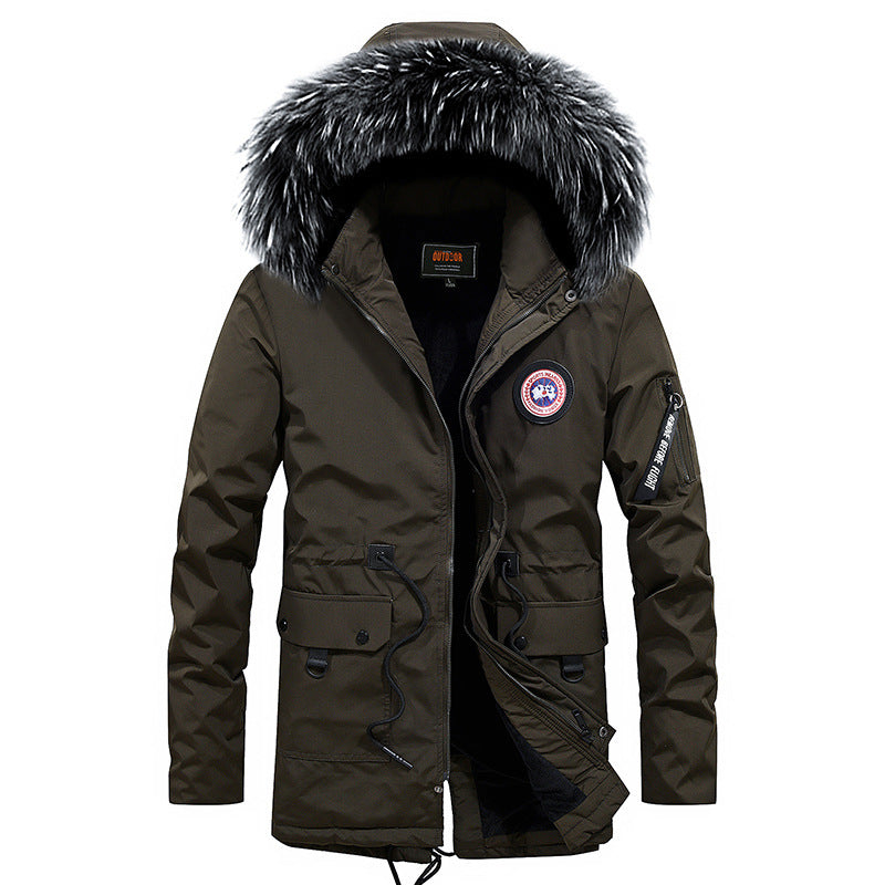 Abrigo de algodón cálido de invierno para hombre-Winter warm l men's cotton coat thick long hair fur collar coat