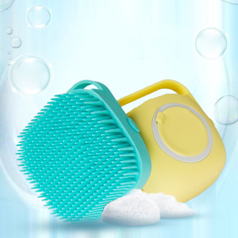 Peine dispensador de jabon suave de silicona para lavado de mascotas-Soft Silicone Bristles Bath Brush Comb Scrubber Shampoo Dispenser For Pet Grooming