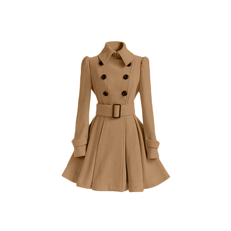 Abrigo largo delgado de fibra de poliéster para mujer-Slim Long Women's Polyester Fiber Coat