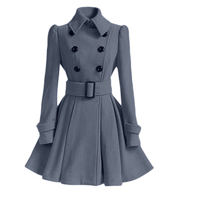 Abrigo largo delgado de fibra de poliéster para mujer-Slim Long Women's Polyester Fiber Coat