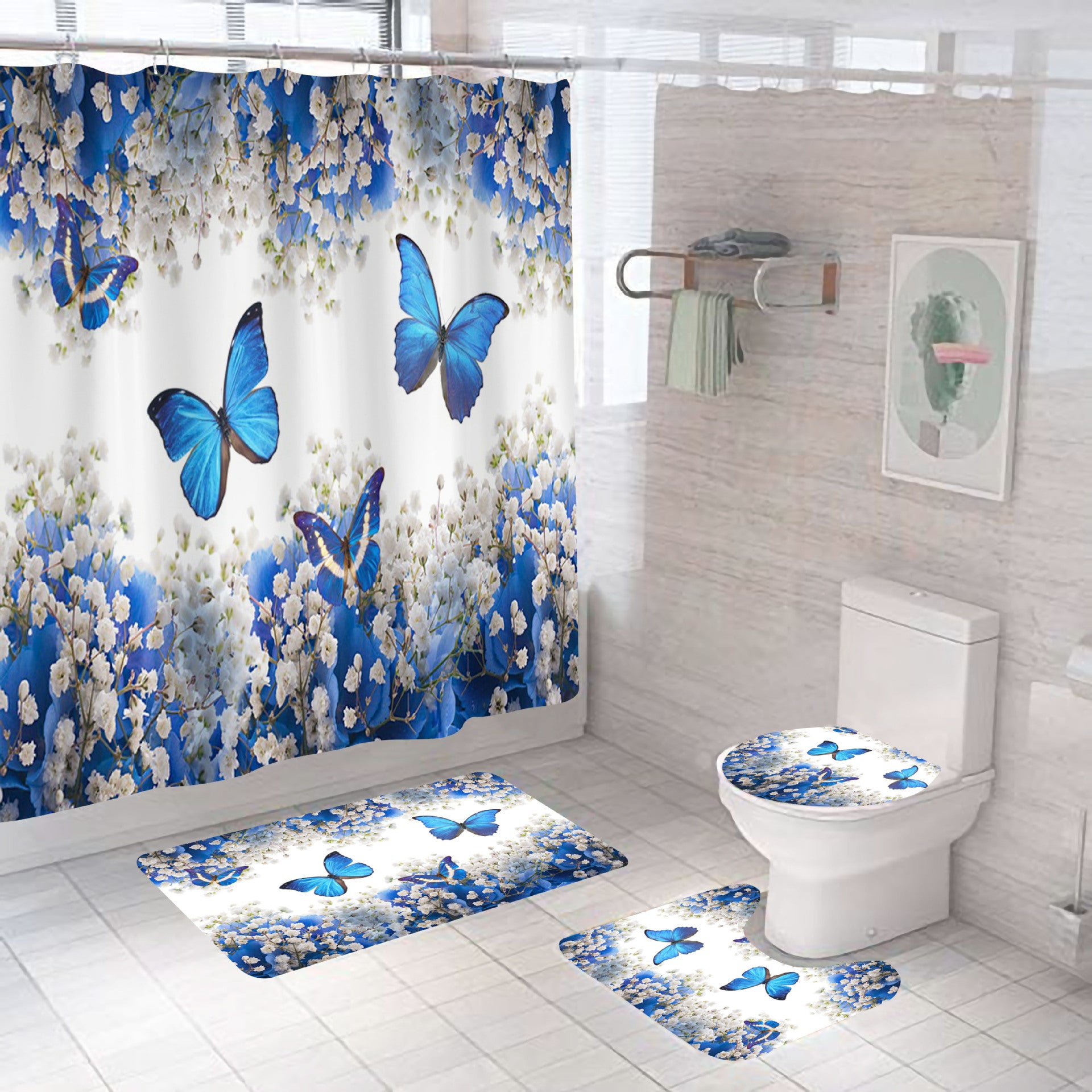 Conjunto de baño de poliéster impermeable con impresión digital-Digital Printing Waterproof Polyester Bathroom