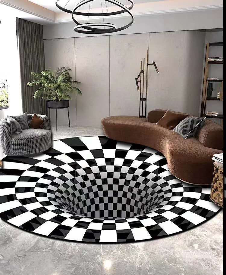 Alfombra de ilusión de vórtice 3D -3D Vortex Illusion Carpet Optical Carpet Floor Mat