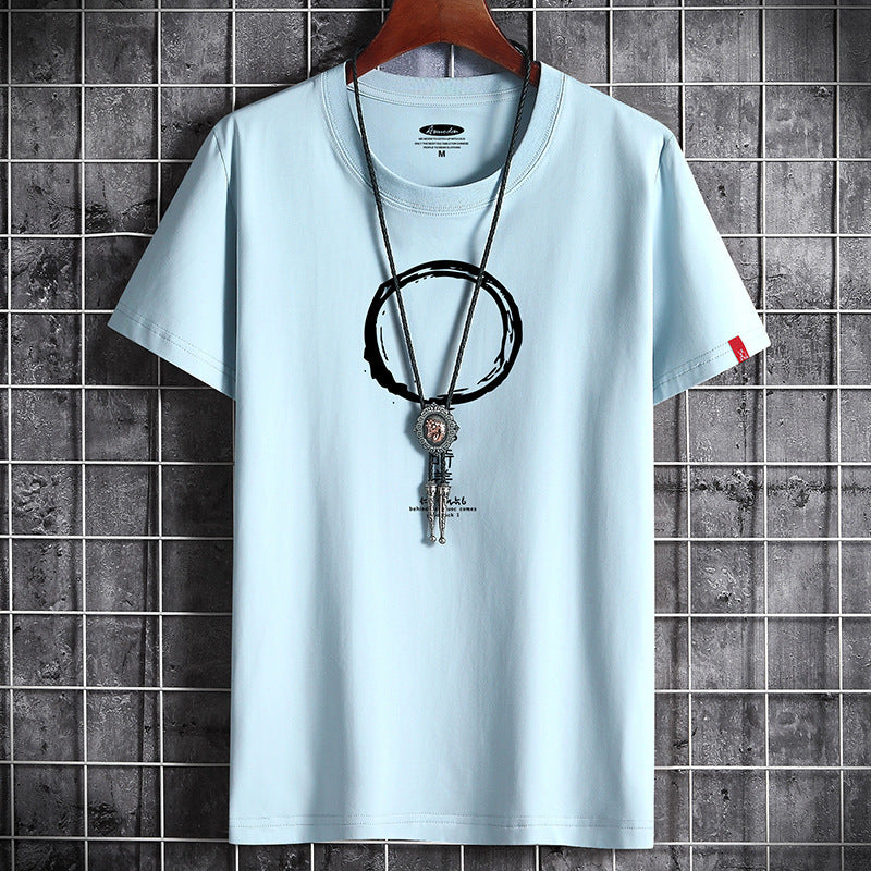 Camiseta de hombre de algodón con cuello redondo y estampado-Men's Cotton Round Neck Print T-shirt