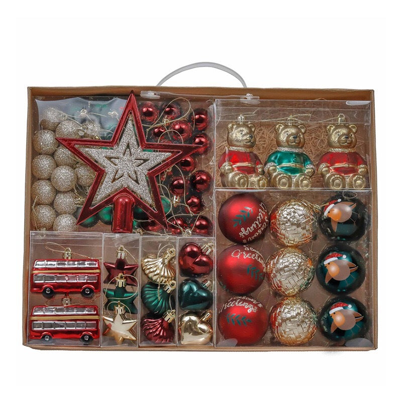 Caja de 70 globos para arbol de Navidad-Colorful Balls Christmas Tree Decoration Ornaments Dress Up Suit 70 pcs
