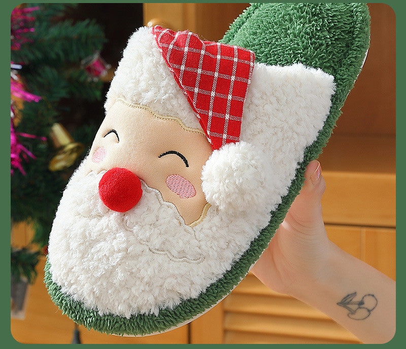 Zapatillas de Papá Noel estereoscópicas de dibujos animados cálidas-Stereoscopic Cartoon Santa Slippers Warm