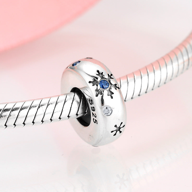 S925 Sterling Silver Beads Micro Inlaid With Zircon Flowers Snowflake Series Jewelry Plug Spacer Beads DIY Accessories