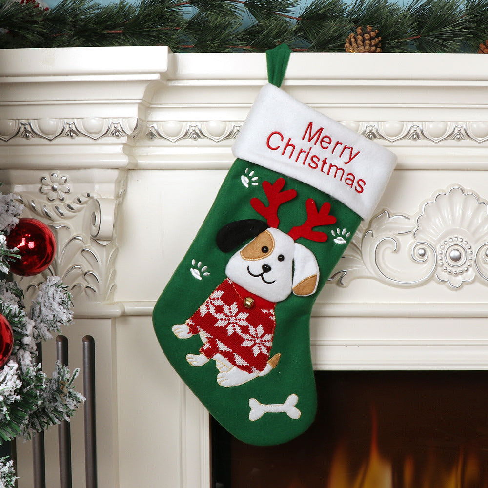 Bolsa de regalo de dulces con medias navideñas y patrones creativos de perros y gatos-Creative Dogs And Cats Pattern Christmas Stockings Candy Gift Bag