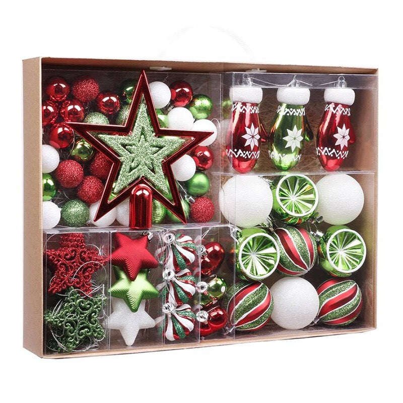Caja de 70 globos para arbol de Navidad-Colorful Balls Christmas Tree Decoration Ornaments Dress Up Suit 70 pcs