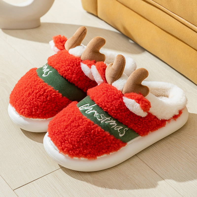Zapatillas de casa de invierno Alce-Christmas Shoes Winter Home Slippers Elk Soft Cozy Bedroom Slipper Slip On House Shoes