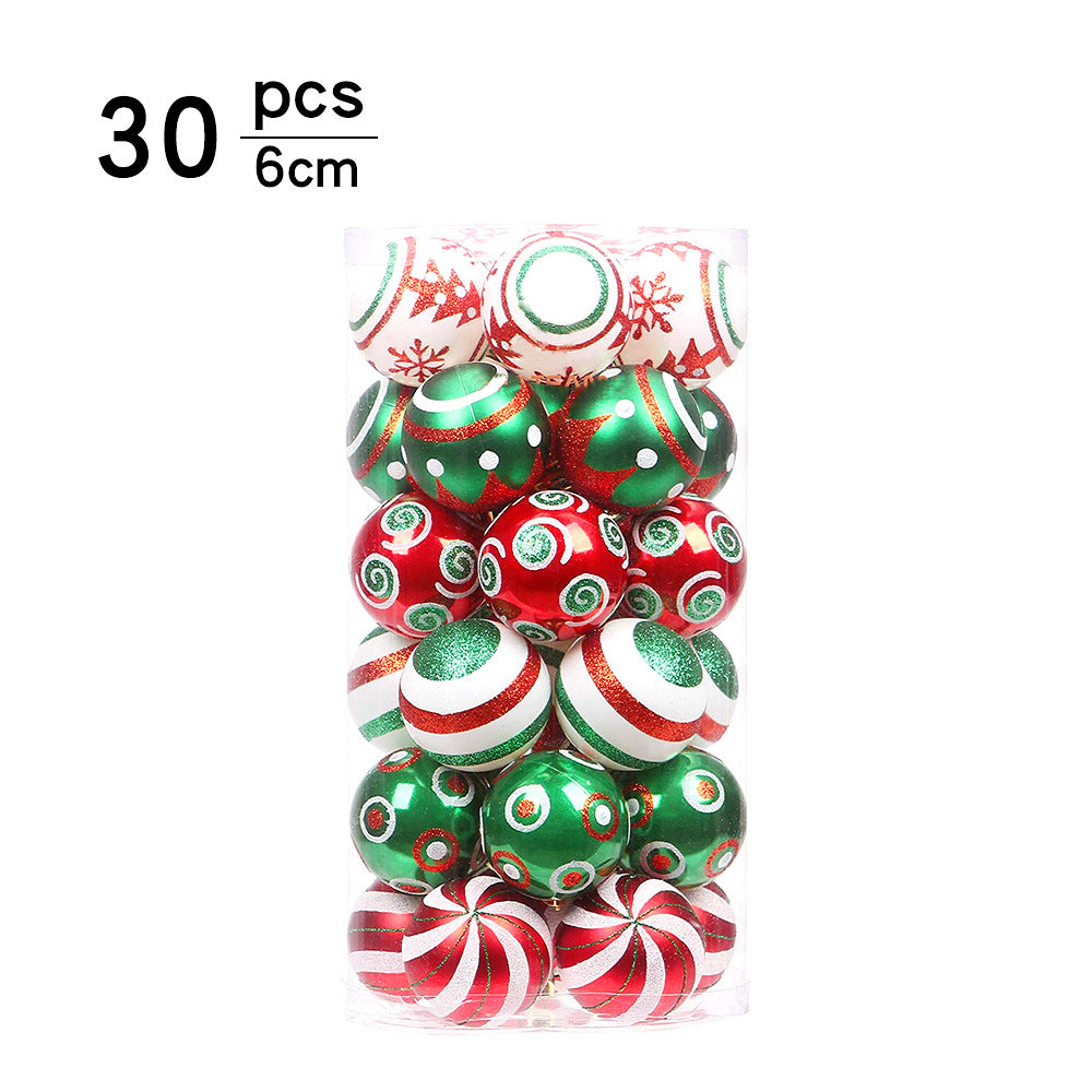 Caja de 30 globos pintados a mano para Navidad-Electroplating Hand-painted Plastic Ball Christmas Tree Decoration Pendant