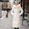 Cargar imagen en el visor de la galería, Winter Long Coat With Thickened Fur Collar Straight Slim Cotton-padded Jacket Women