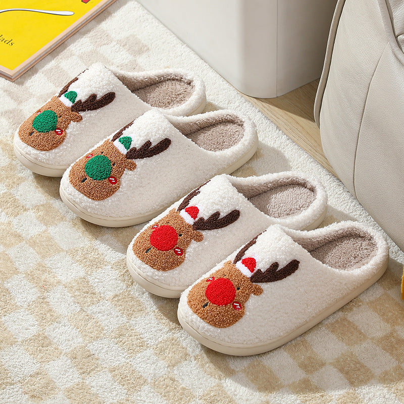 Zapatillas de casa de invierno  Alce-Christmas Shoes Winter Home Slippers Elk Soft Cozy Bedroom Slipper Slip On House Shoes