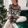 Cargar imagen en el visor de la galería, Suéter de manga larga de jacquard con tema navideño y cuello redondo para mujer-Women&#39;s  Round Neck Christmas Theme Jacquard Long Sleeve Sweater