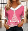 Women's  Long Sleeve V-neck Christmas Pullover