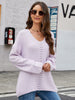 Cargar imagen en el visor de la galería, Suéter casual con cuello en V para mujer-Women&#39;s V-neck Casual Pullover Solid Color Sweater