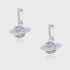 Pendientes de Plata de Ley 925-925 Sterling Silver Studded With Purple Zircon Star Earrings
