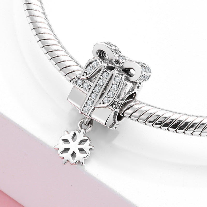 Gift Box Christmas Tree S925 Sterling Silver Drip Gel Beads Pendant Women's Diy Accessories