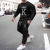 Letter K Image Printing  Sports Long Sleeve Trousers Suit