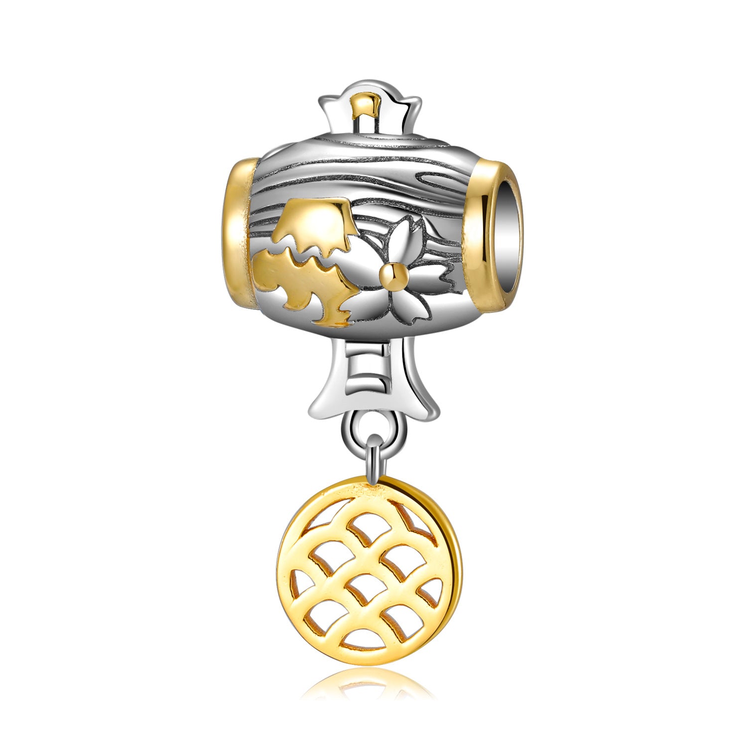 Cuentas de martillo de cereza y serie Wind en plata de ley 925-Cherry Hammer Beads And Wind Series 925 Sterling Silver Gold-plated Beads Women's Bracelet Diy Accessories
