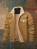 Men's Fleece-lined Cotton Casual Jacket Winter Lapel  Warm Outerwear