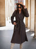Abrigo de lana minimalista con cuello de traje y manga larga Ropa de mujer-Minimalist Long Sleeve Suit Collar Strap Woolen Coat Women's Clothing