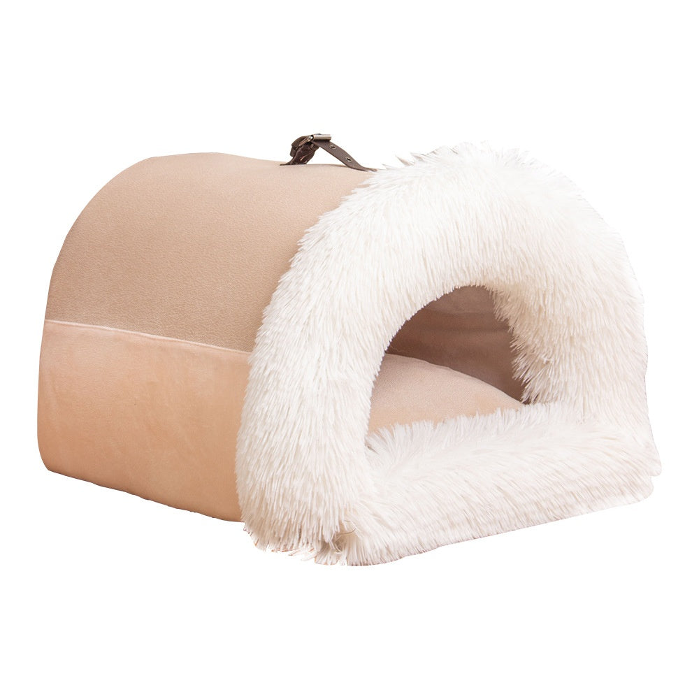 Nido portátil de otoño e invierno Piel larga a prueba de humedad- Splice Portable Pet Nest Portable Autumn And Winter Nest Moisture-proof Long Fur
