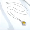 Natural Dan Shaped Topaz Necklace Feminine Versatile S925 Silver Full Set Light Luxury Pendant