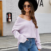 Cargar imagen en el visor de la galería, Suéter casual con cuello en V para mujer-Women&#39;s V-neck Casual Pullover Solid Color Sweater