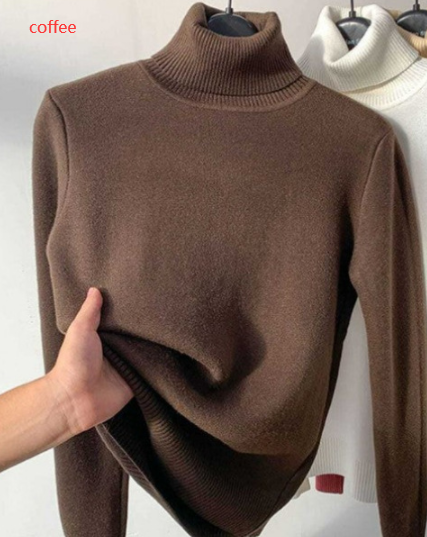 Suéter de invierno con cuello de alto para mujer-Turtle Neck Winter Sweater Women Elegant Thick Warm  Knitted
