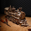 Robotime DIY locomotora móvil  kits de construcción de modelos de madera con mecanismo de relojería-Robotime DIY Movable Locomotive By Clockwork Wooden Model Building Kits