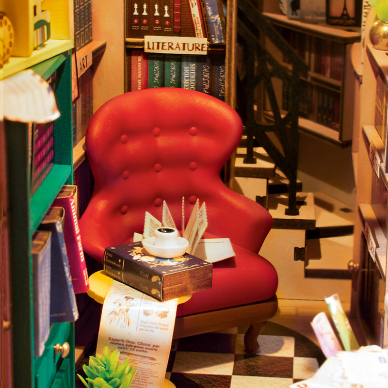 Librería Rolife 3D DIY de madera para libros con LED-Rolife 3D DIY Wooden Book Nook  Bookstore With LED