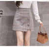 Cargar imagen en el visor de la galería, Falda corta de lana irregular para mujer-Plaid Skirt Women Irregular Woolen  Short Skirt
