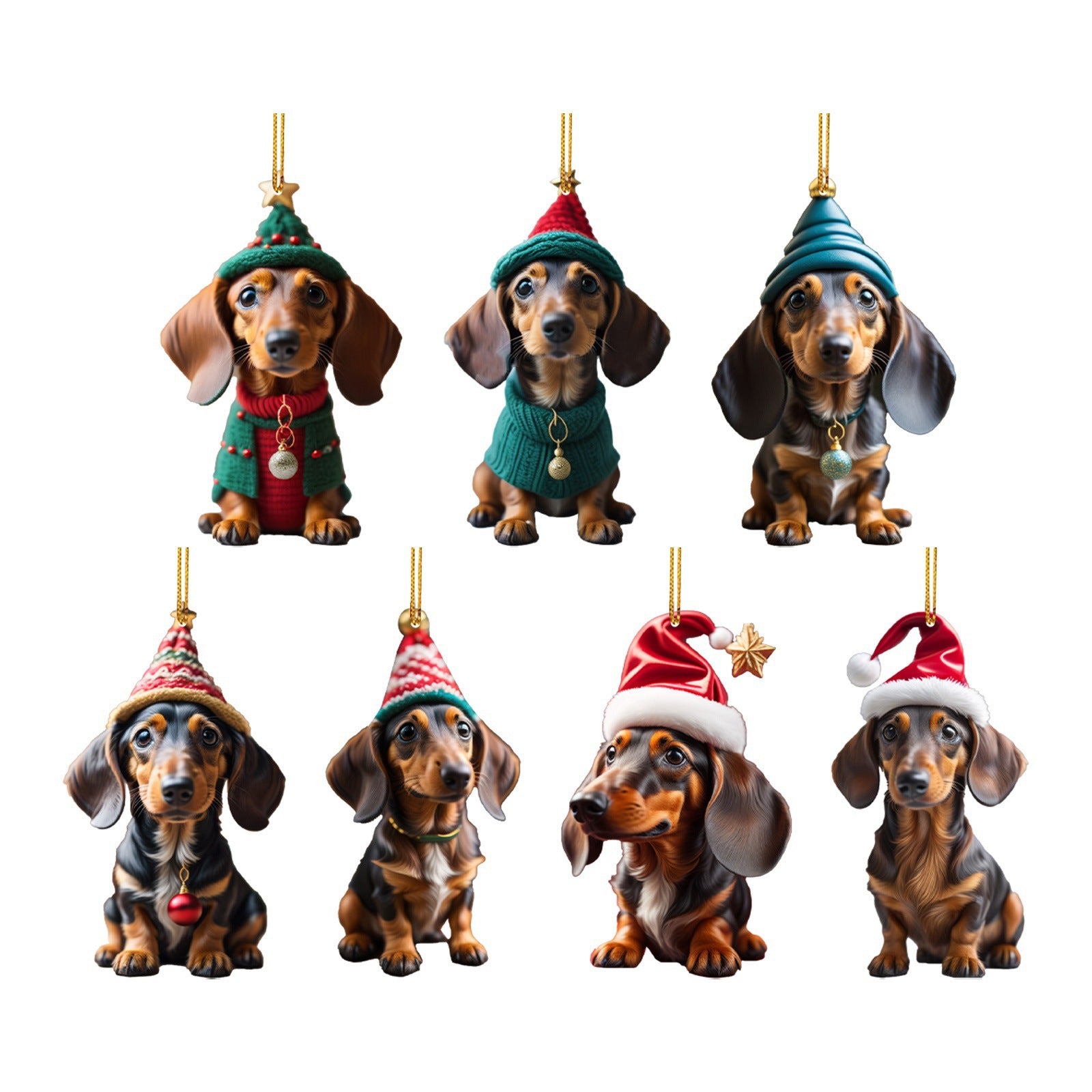 Adornos colgantes  de perro salchicha navideño para decoración-Christmas Sausage Dog Modeling Hanging Ornaments For Decoration