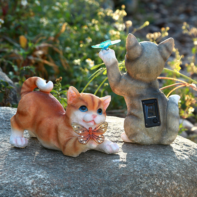 Adornos de resina solar adornos de artefactos de jardín-Cute Cat Sun Garden Solar Resin Ornaments Garden Artifact Ornaments