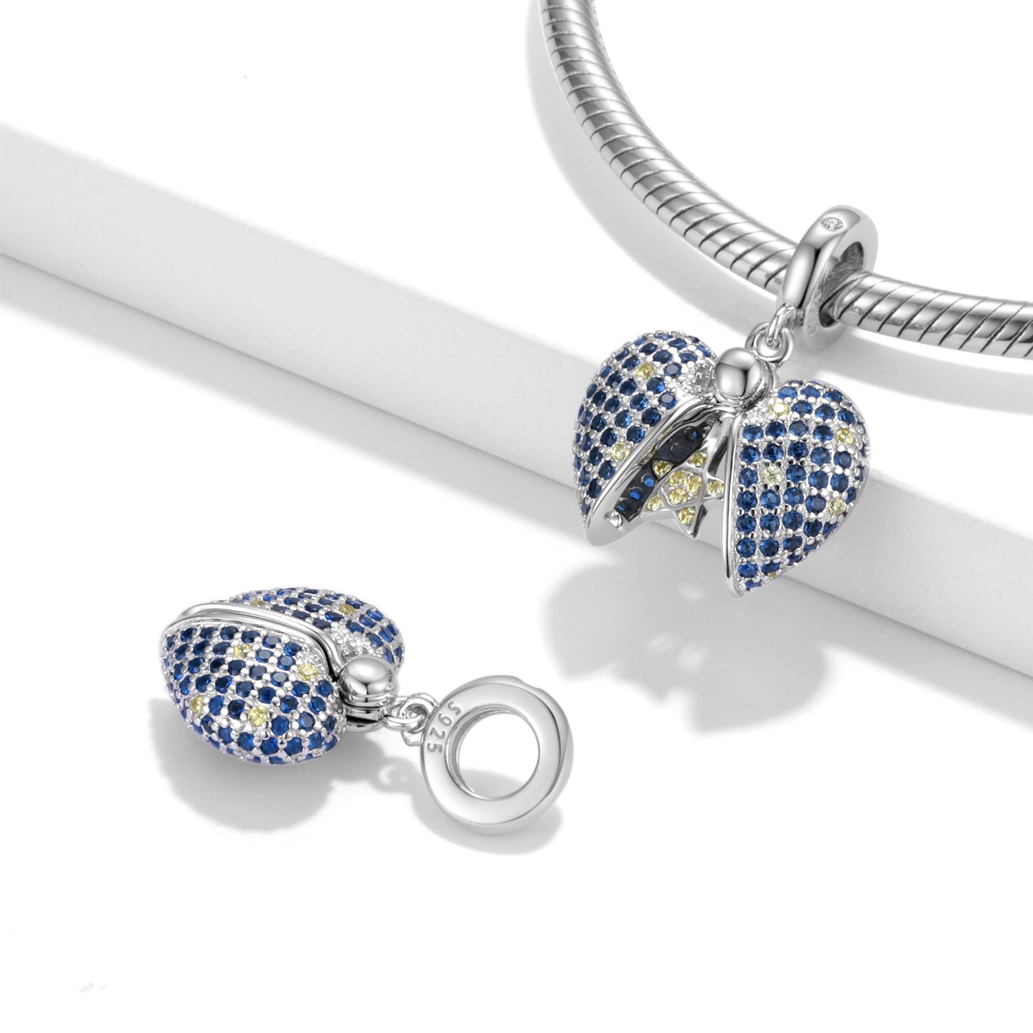 Cuentas de la serie Blue Star Love Lock en plata de ley 925-Blue Star Love Lock Series Beads 925 Sterling Silver Pendant Bracelet DIY Accessories