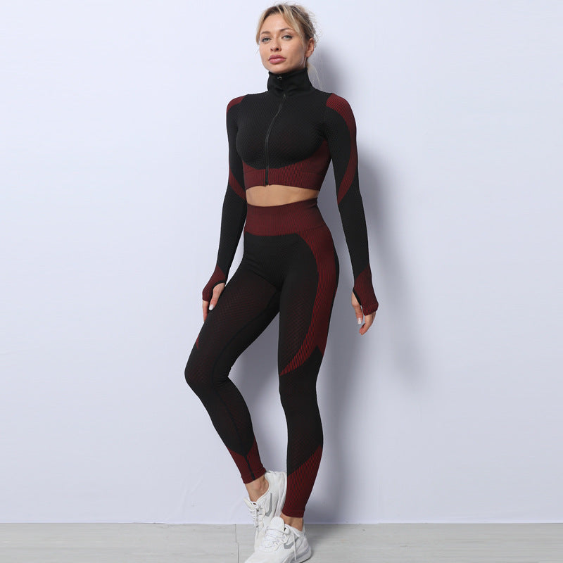 Conjunto de 3 piezas deportivo sin costuras para mujer-3PCS Yoga Set Seamless Sport Set Women Gym Clothing