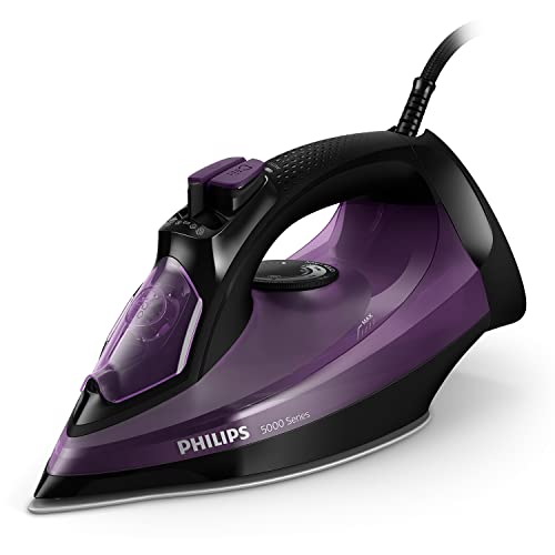 Philips Serie 5000 Plancha de Vapor - 2400W, Golpe de Vapor 180g, Vapor Vertical, Suela SteamGlide Plus