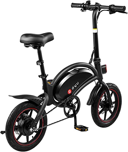 DYU Bicicleta Eléctrica Plegable,14 Pulgadas Portátil ,Inteligente E-Bike con Asistencia de Pedal, 3 Modos de Conducción,Altura Ajustable,