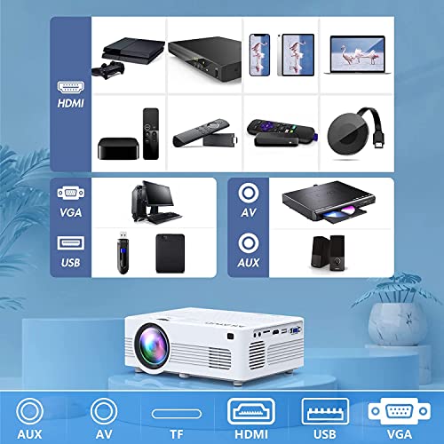 Proyector  1080P 5G WiFi, Bluetooth 5.1 Videoproyector, 4K - 8000L, Compatible con HDMI USB VGA AV TF, Smartphones/TV Sticks,