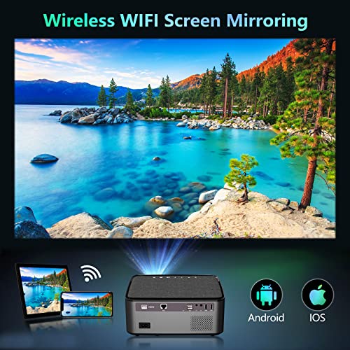 Proyector WiFi Bluetooth Full HD 1080P, 15000 Lúmenes VGKE Proyector 4K Soporte Corrección Trapezoidal 4D Auto con Función Zoom Proyector WiFi Portátil Cine En Casa para Teléfonos,Fire Stick,PS5