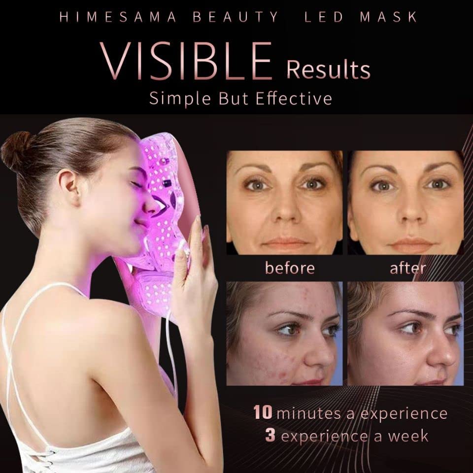 Máscara facial LED,   de 7 colores para el rejuvenecimiento y reafirmación de la piel de la cara y el cuello