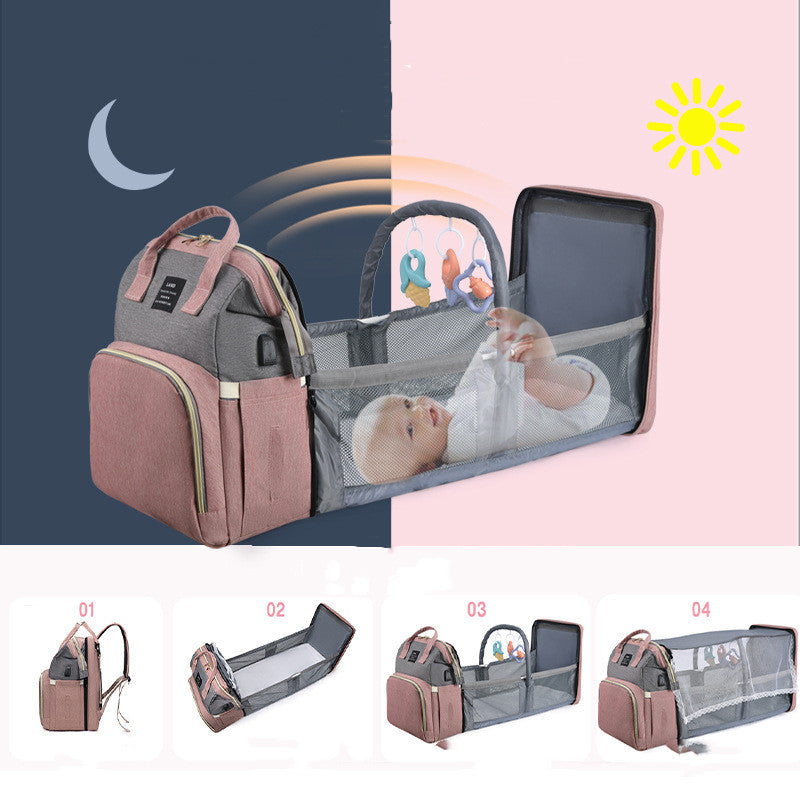Mocilla+Cambiador para bebes USB- Baby Backpack Large Capacity Insulated Bag USB